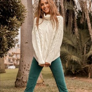 Only Love Ivory Cable Knit Cowl Neck Sweater Lulus